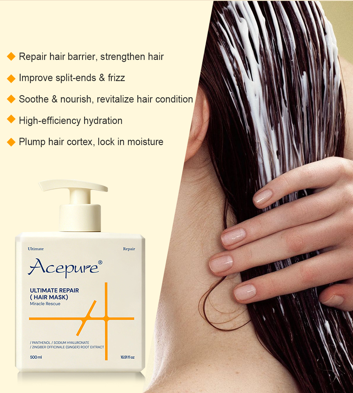 Image [4]-Acepure Ginger Amino Acid Hair Mask-Deep Nourishing Repair Moisturizing Oil-Control Dry Damaged Frizzy Hair